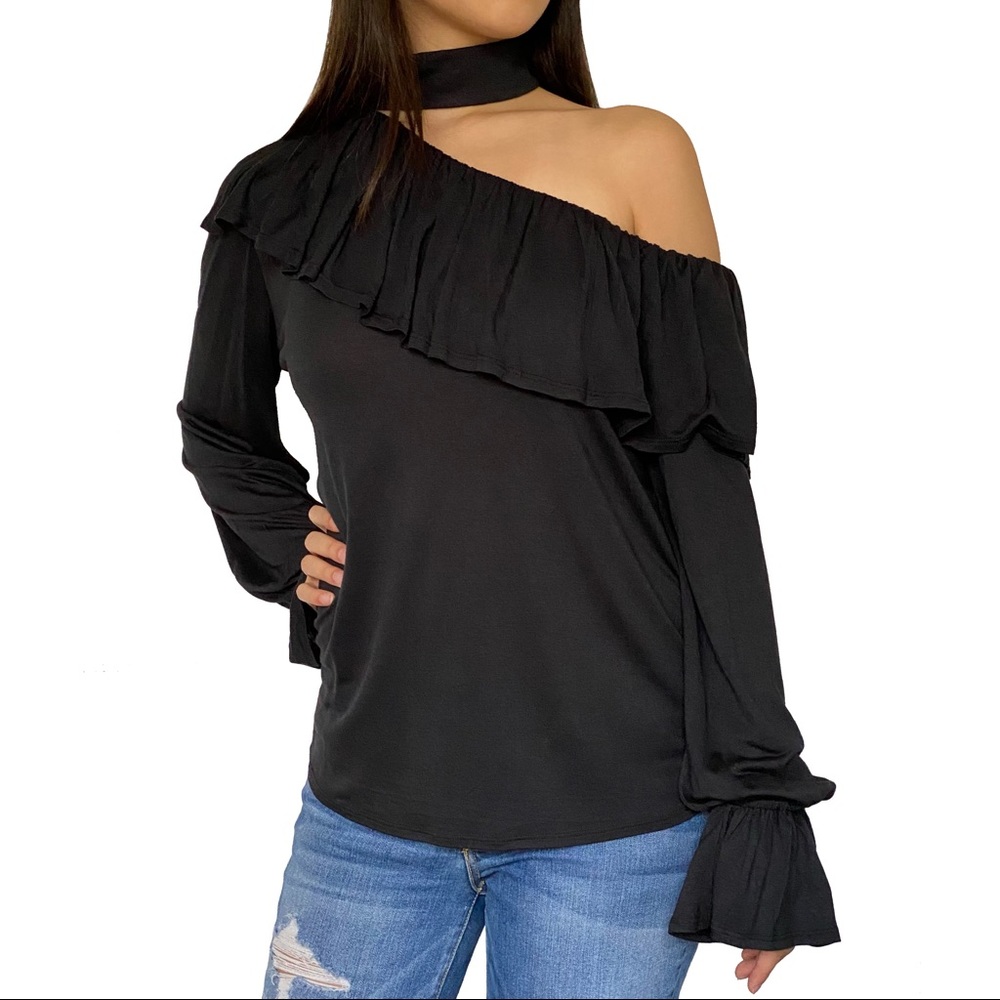 PAIGE Rayden off-the-shoulder top with choker